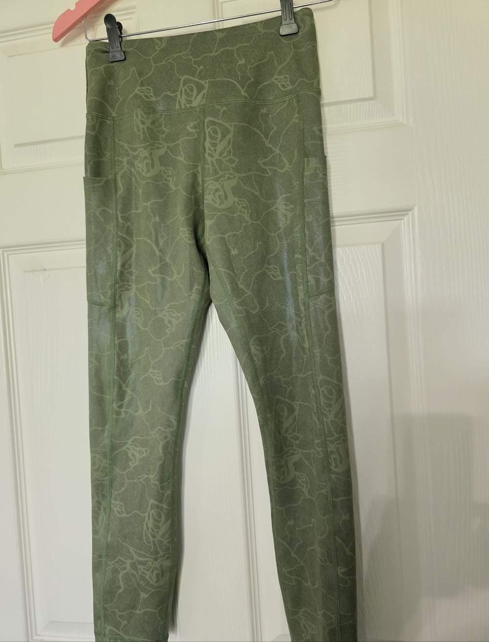 Zyia Active Olive Maze Light n Tight Hi-Rise 7/8 LeggingsSz 4 Metallic Shimmer
